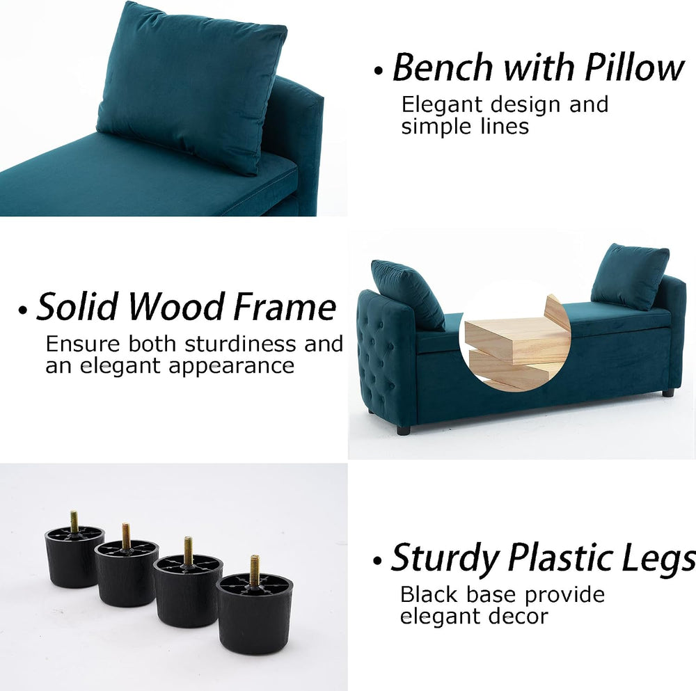 Storage Bench for Bedroom, 60" End of Bed Bench for King Size Bed,Tufted...