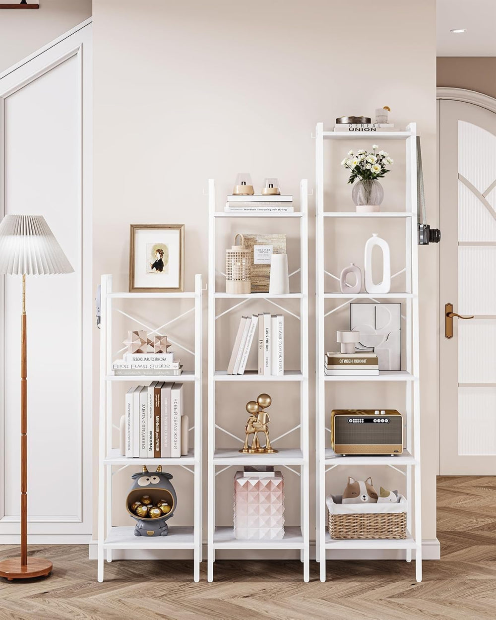 Hzuaneri Ladder Shelf, Bookshelf, Freestanding Corner Storage Shelf