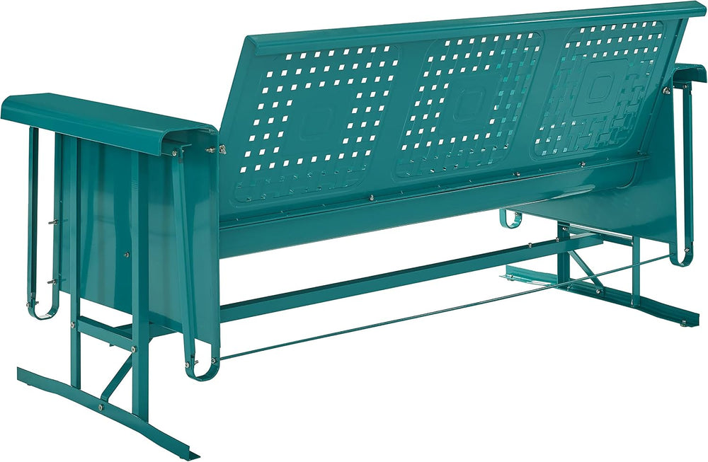Crosley Furniture Bates Retro Metal Outdoor Sofa Glider, 3-Person Rocking Pat...