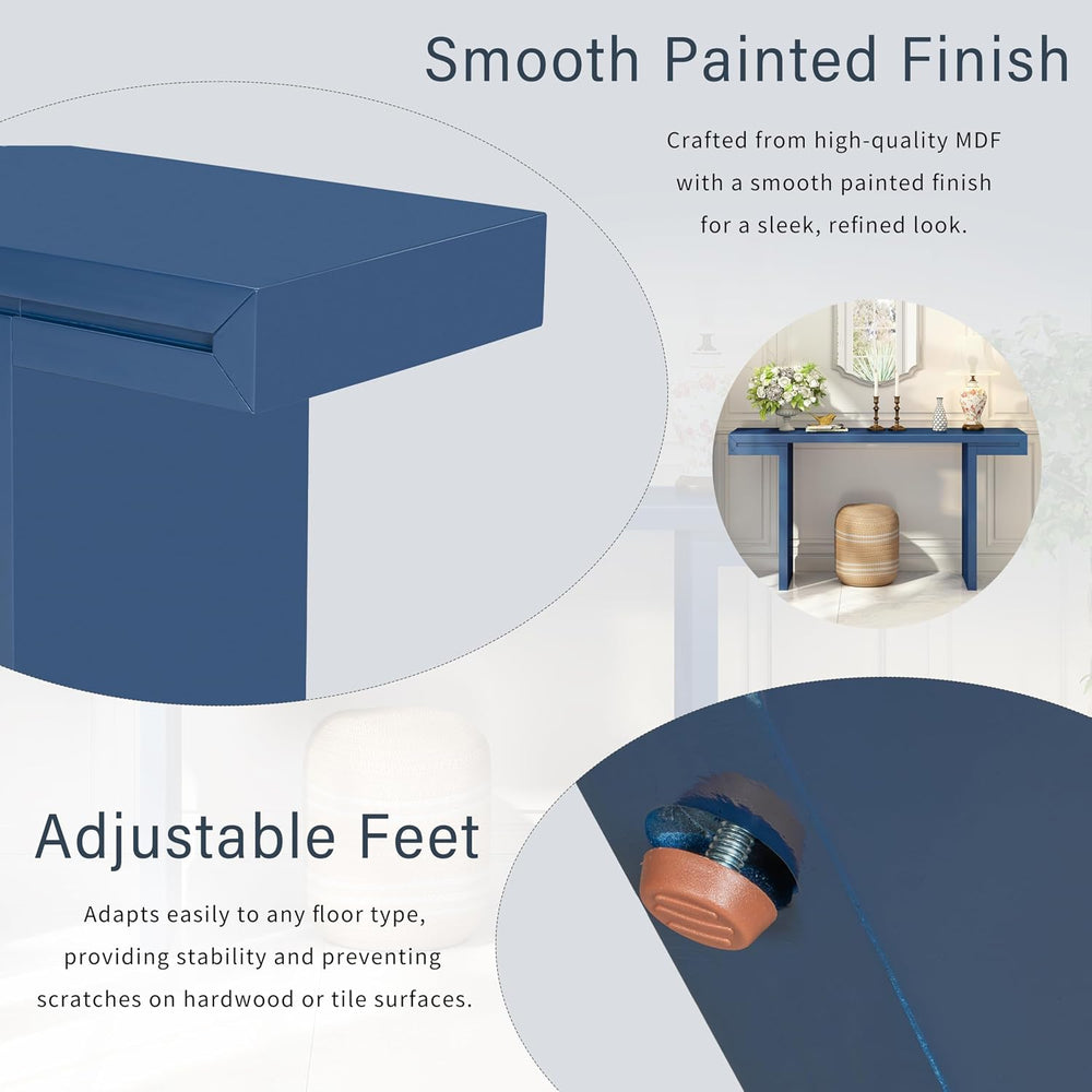 Quarte 60-Inch Modern Console Table with Geometric Clean Lines Design, Spacio...