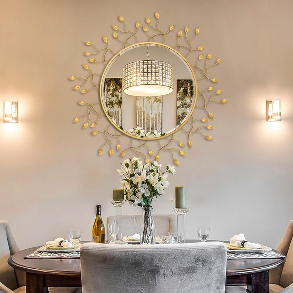 Chende 39" x 39" Gold Decorative Wall Mirror, Large Round Mirror wi...