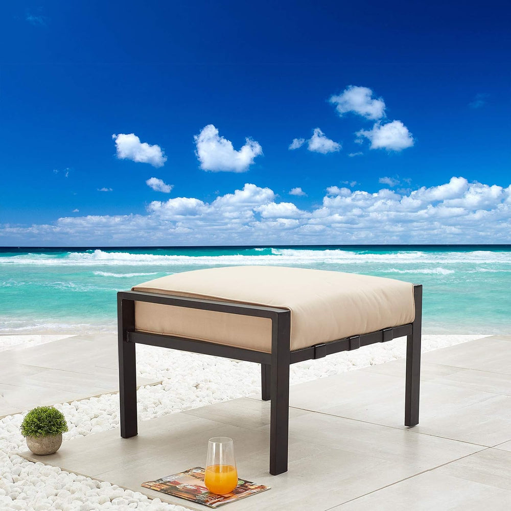 Festival Depot Dining Outdoor Patio Bistro Furniture Ottoman Footstool with S...
