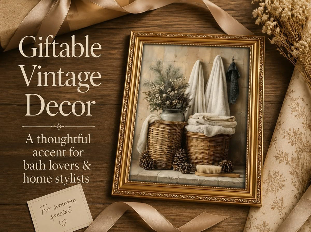 ApexBlume Vintage Farmhouse Bathroom Still Life Framed Wall Art, Antique Rust...