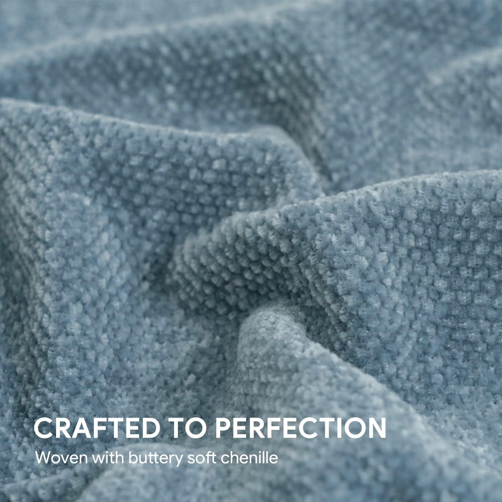 RECYCO Chenille Throw Blanket for Couch, 50"x60", Dusty Blue