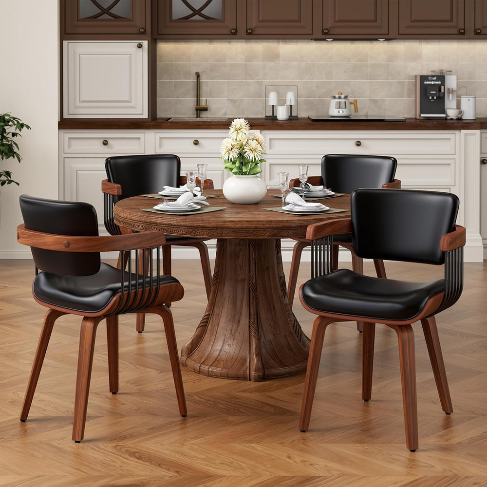 Dining Chairs with Armrest, Set of 4, Mid-Century Modern Kitchen Chair