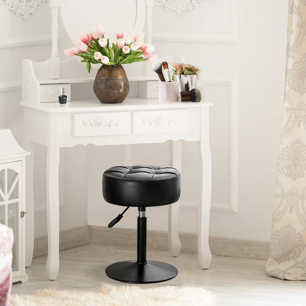 LUE BONA Adjustable Vanity Stool 15.8"-20.7", 360° Swivel Faux Leat...