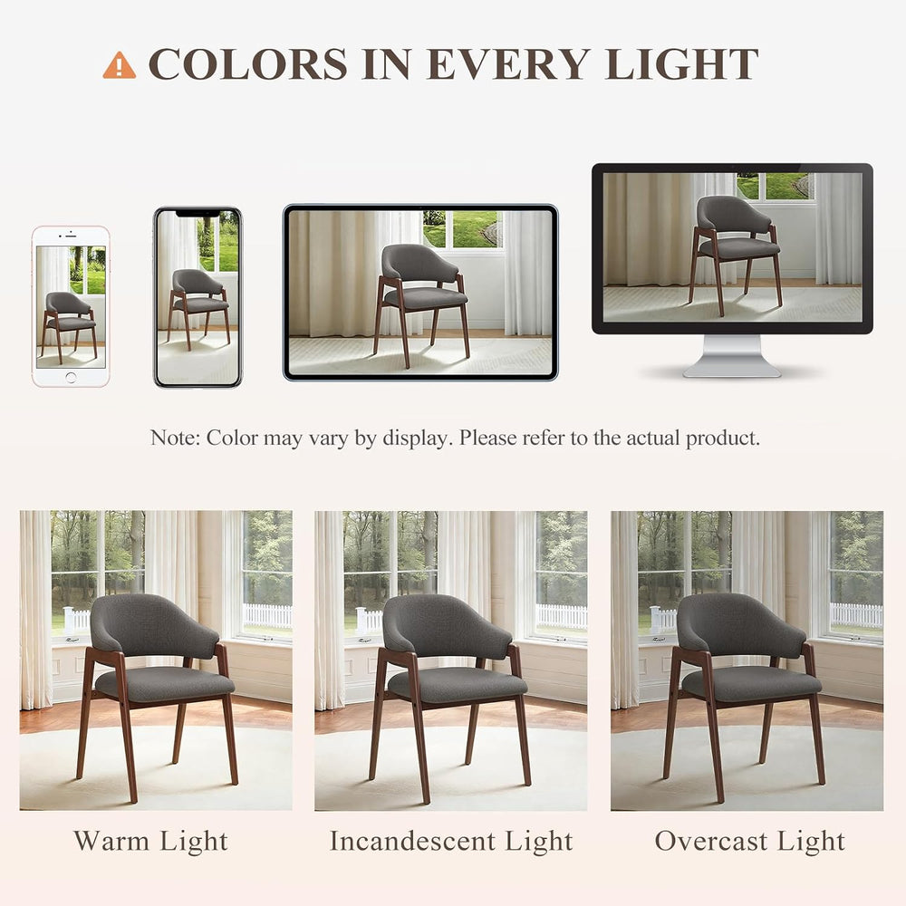 MALOL Wooden Dining Chairs Set of 4, Modern Fabric Upholstered Dining Room Ch...