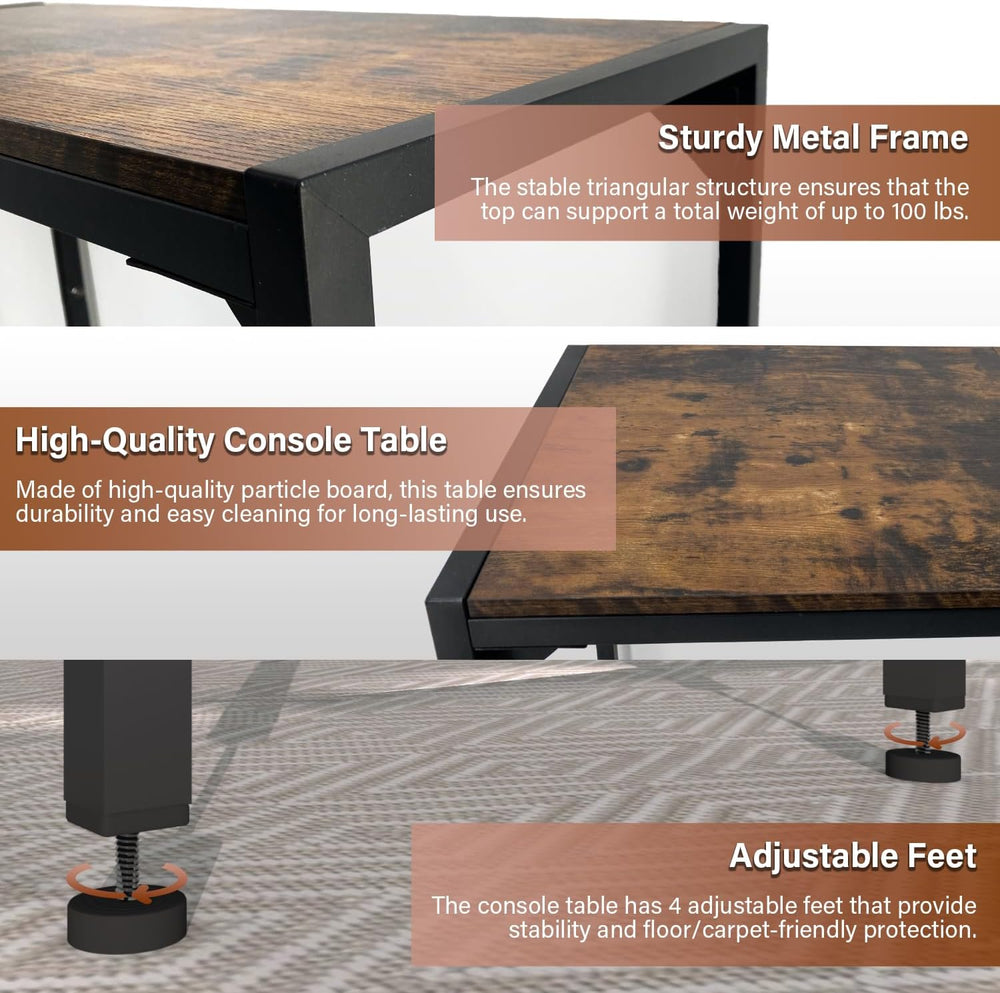 Industrial 33" Narrow Console Table, Sofa Table for Entryway, Couch Tabl...