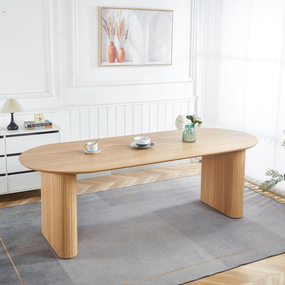 59"-90" Extendable Oval Dining Room Table for 6 to 10 Modern Farmho...