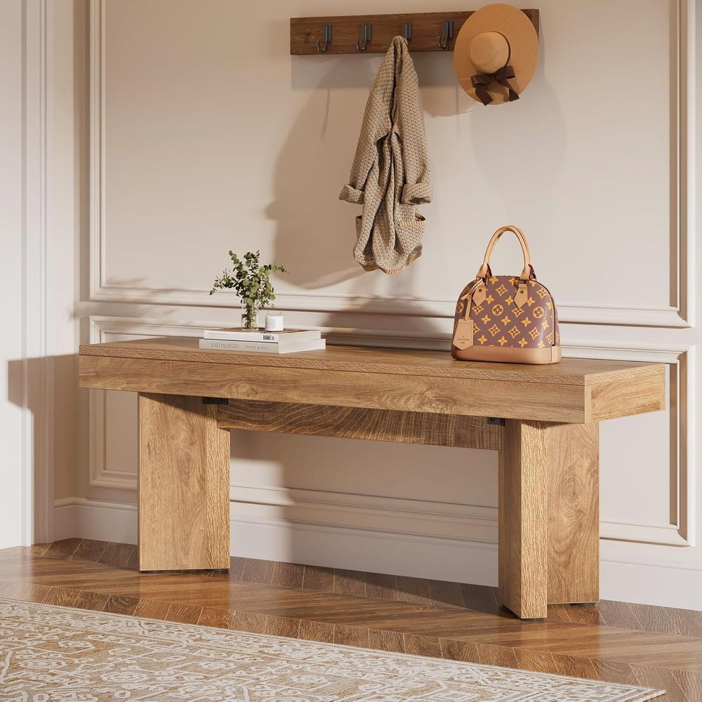 Tribesigns Farmhouse Wooden Bench | 47" Indoor Entryway Bench with Sturd...