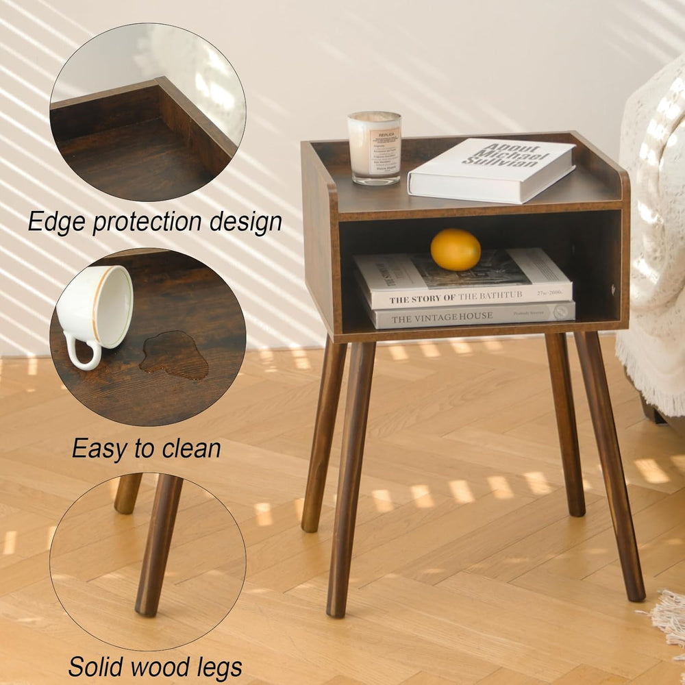 MaxSmeo Nightstand, Mid Century Modern Side Table Bedroom with Storage, Small...