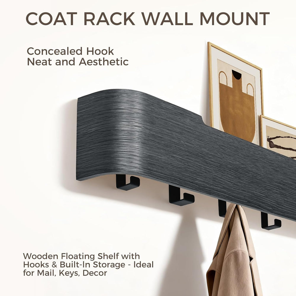 Coat Rack Wall Mount with Shelf Entryway Shelf Modern Key Holder Hanger Wall ...
