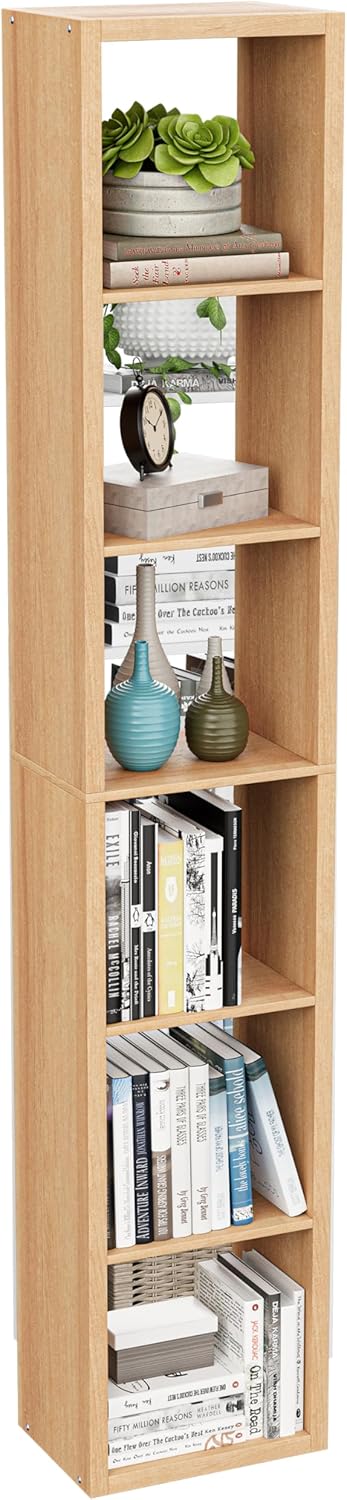 Tall Cube Storage Organizer Bookcase, 6 Tier 11 inch Open Back Cubical Shelf ...