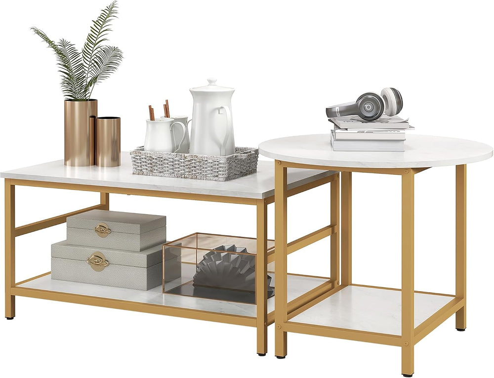 Brilluxa Coffee Table Set, 2-Piece Cocktail Table and Living Room Table Set w...