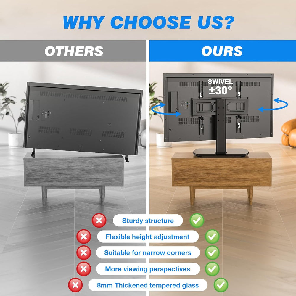 Rfiver Universal Swivel TV Stand for 27-50 55 60 Inch TVs | Height Adjustable...