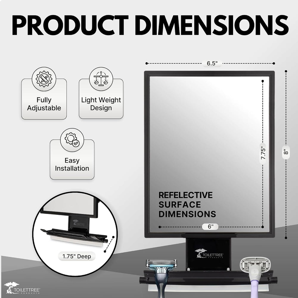 ToiletTree Products Fogless Shower Mirror - Anti-Fog Mirror - Adjustable Shav...