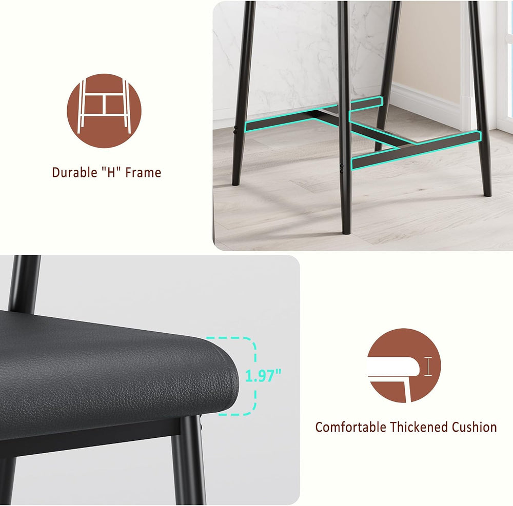 IDEALHOUSE Bar Stools Set of 2 with Armrests, Counter Height Bar Stools Set w...