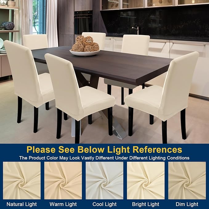 Chair Covers, Stretch Kitchen Dining Room Chair Covers Set of 6, Removable Wa...
