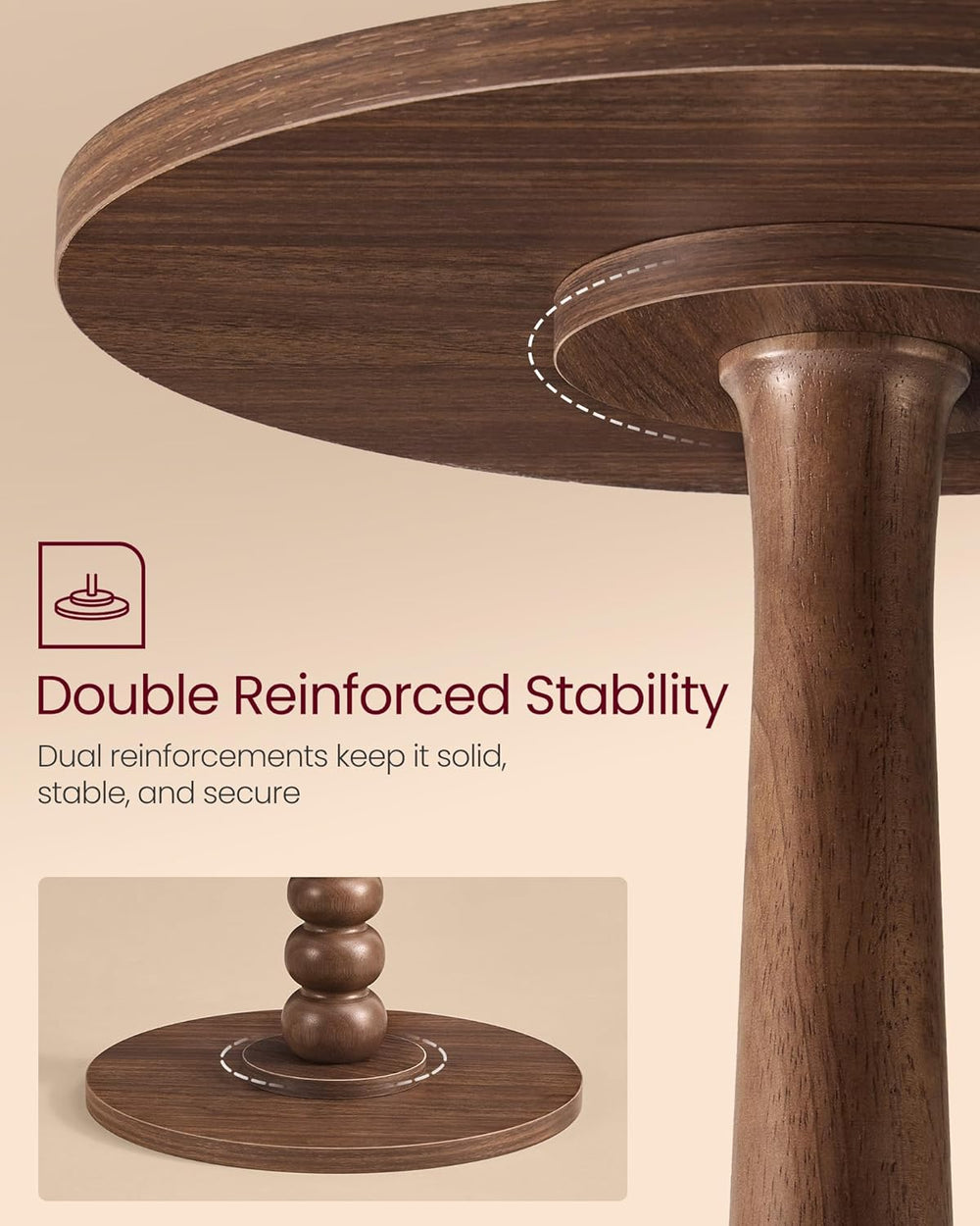 VASAGLE Round Side Table, Small Drink End Table, Solid Wood Leg | Accent Nigh...