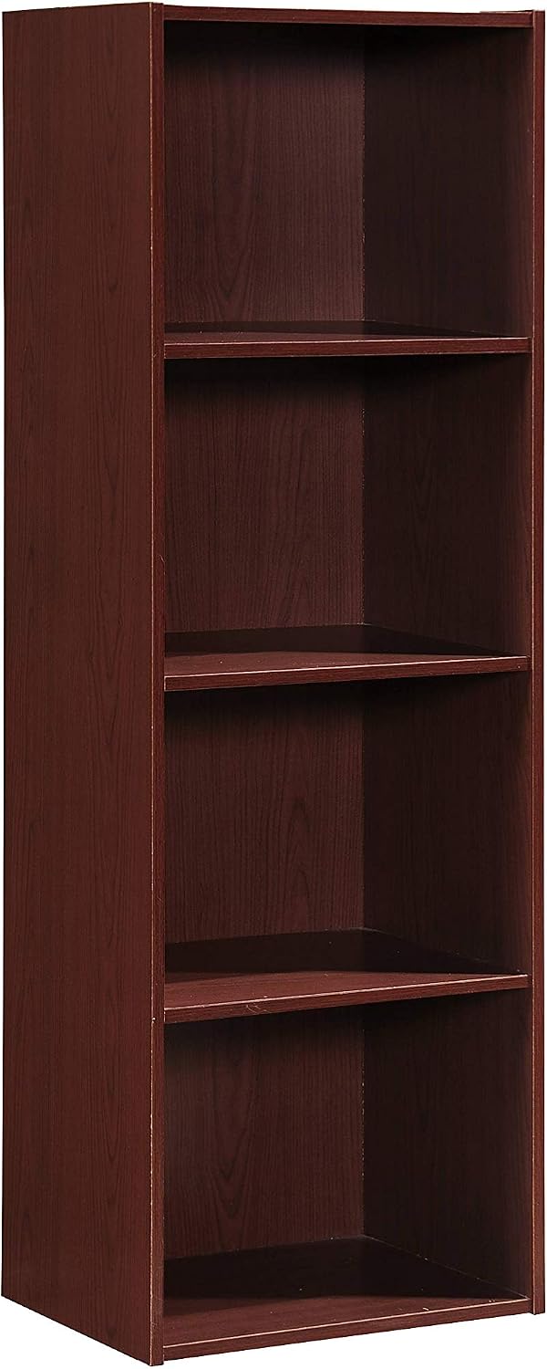 Hodedah 4-Shelf Bookcase in Mahogany