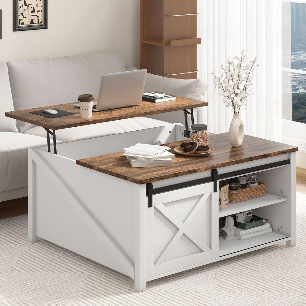 PUKAMI Lift Top Coffee Table with Storage, 31.5" Farmhouse Coffee Table ...