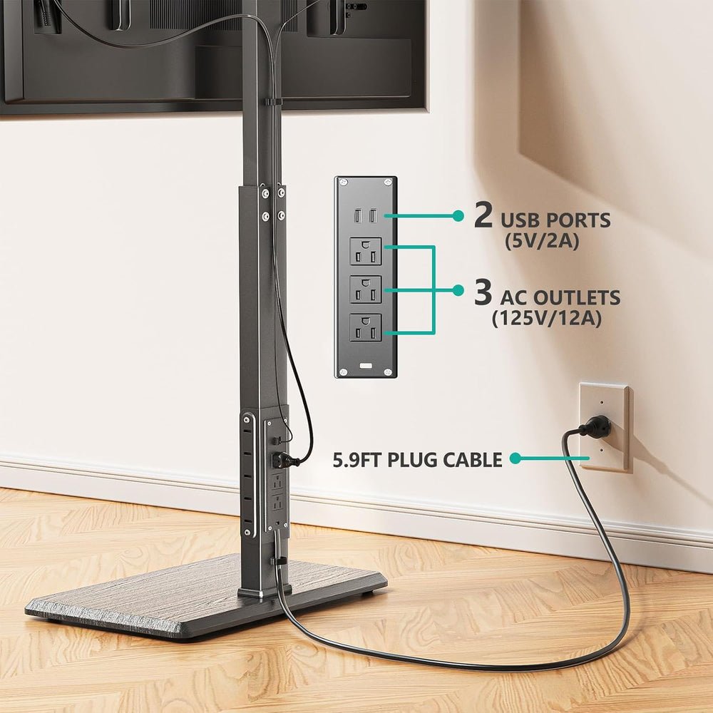 WALI Floor TV Stand with Power Outlet, Tall TV Stand Mount for 32-75 inch TV ...
