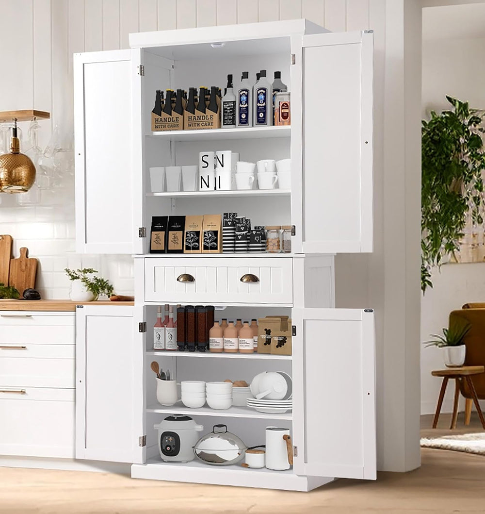 LOUVIXA 72" Kitchen Pantry Storage Cabinet, Freestanding Cupboard with 2...