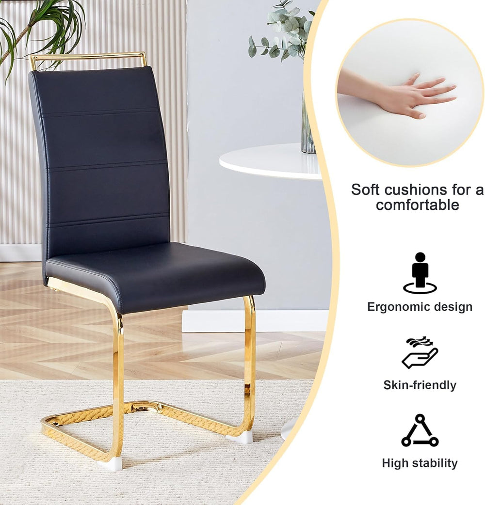 Dining Chairs Set 4, Armless Black Kitchen Chairs,Waterproof Faux Leather Din...