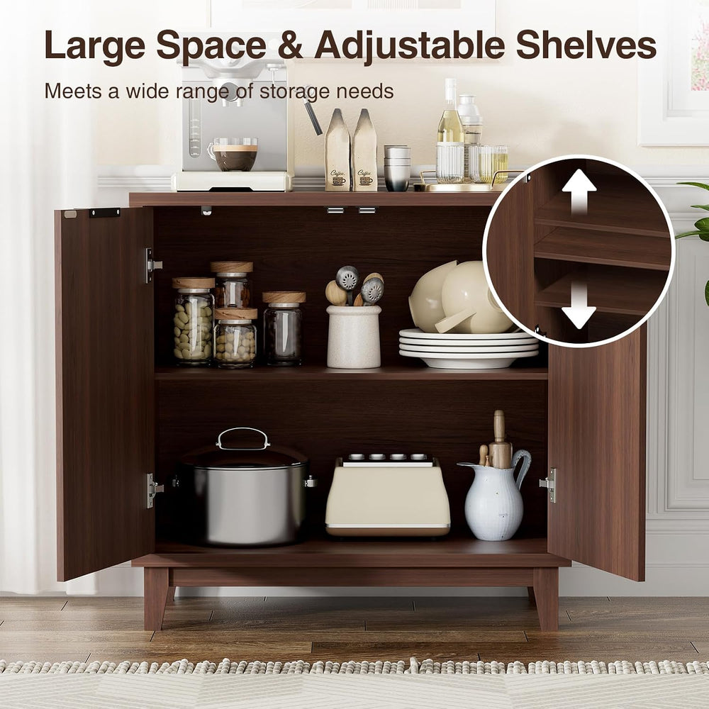 Fluted Cabinet with Storage, Mid Century Modern 2 Doors Sideboard Buffet