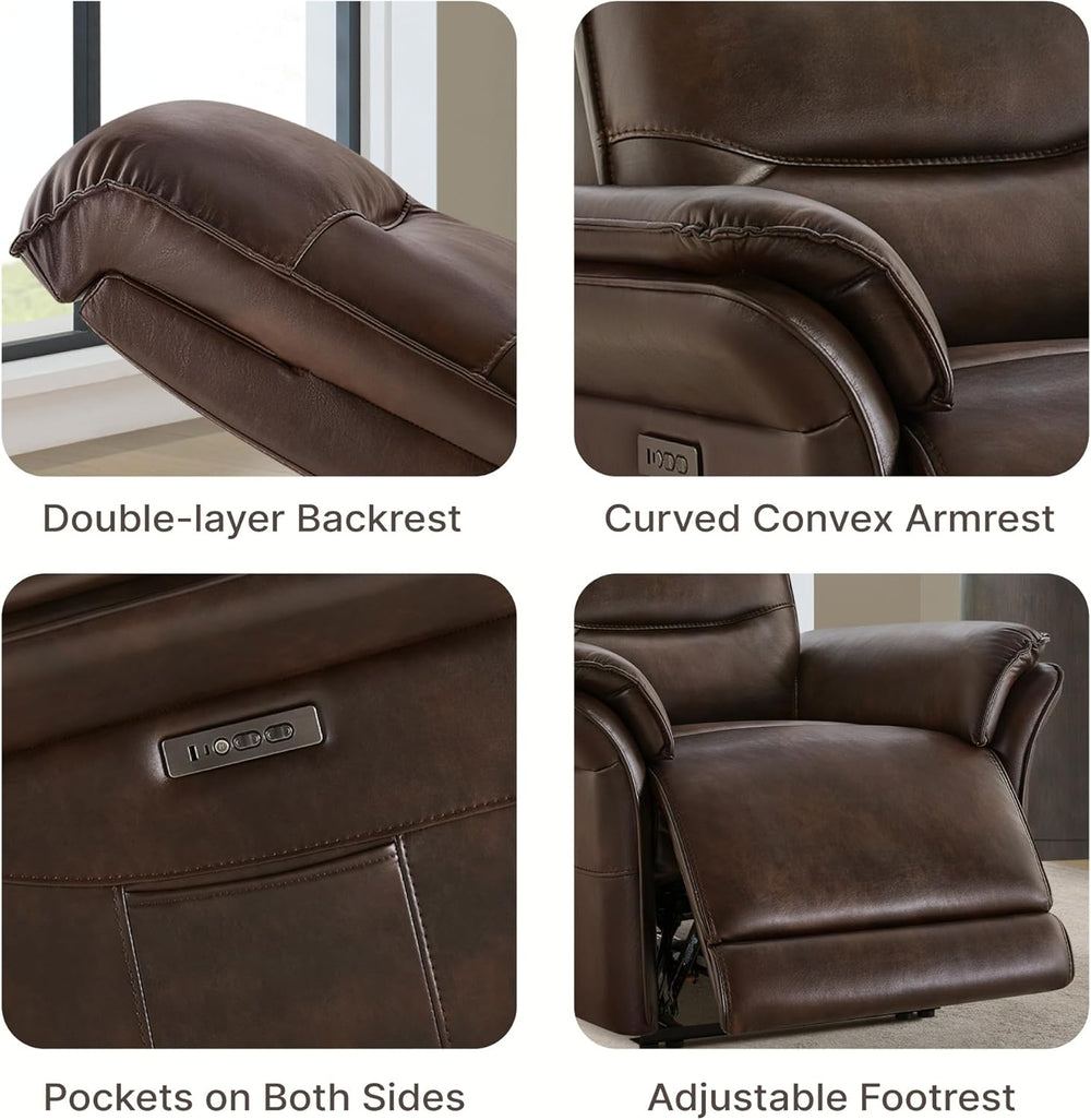 KISLOT Dual Motor Power Recliner Chair,Zero Gravity USB & Type-C, Espresso