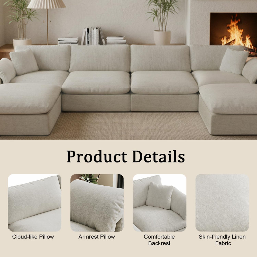 Modular Sectional Sofa Cloud Couch,Down Filled Comfy Cloud Modern Sofa,Light ...