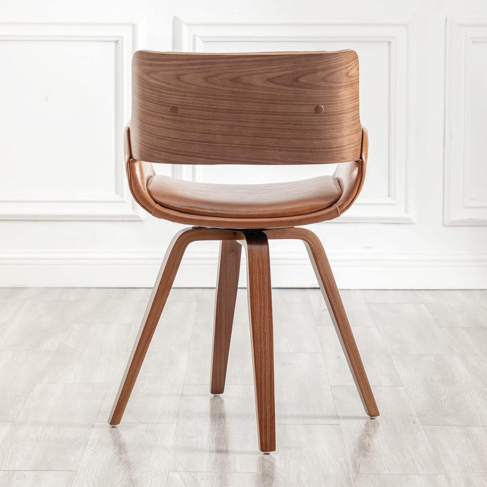 LUNLING Swivel Accent Faux Leather Dining Chairs, Mid Century Modern Chairs w...