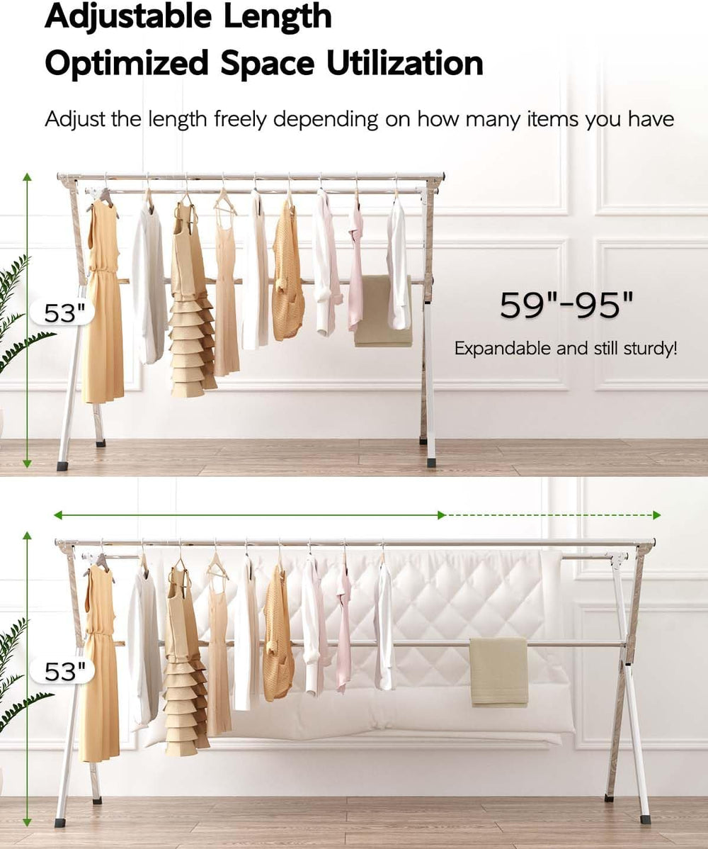 Vikaqi Clothes Drying Rack 95 Inches Folding Outdoor Indoor, Drying Rack Clot...