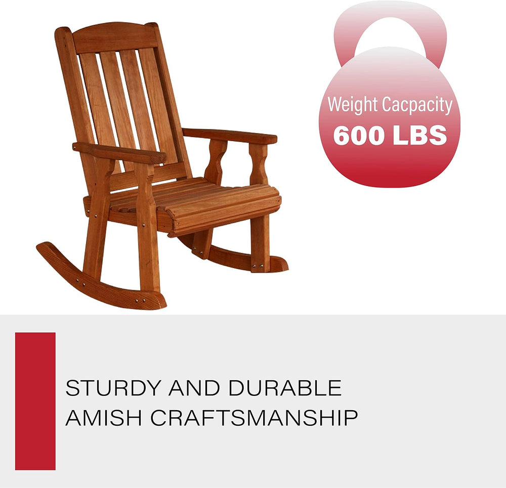 Amish Heavy Duty Mission Pressure Treated Outdoor Rocking Chair (Cedar Stain)...