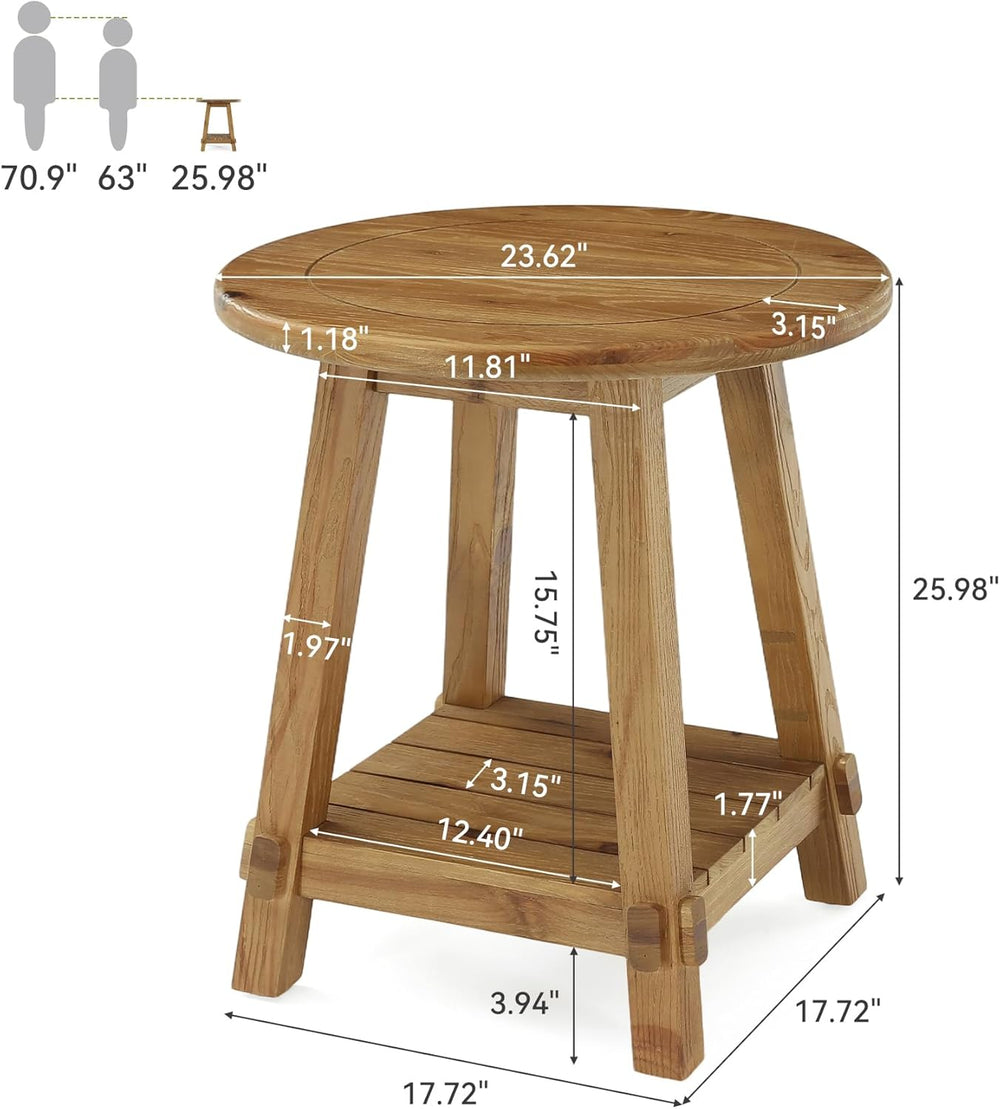 LITTLE TREE End Table for Living Room, 2-Tier Sofa Couch Table with Storage, ...