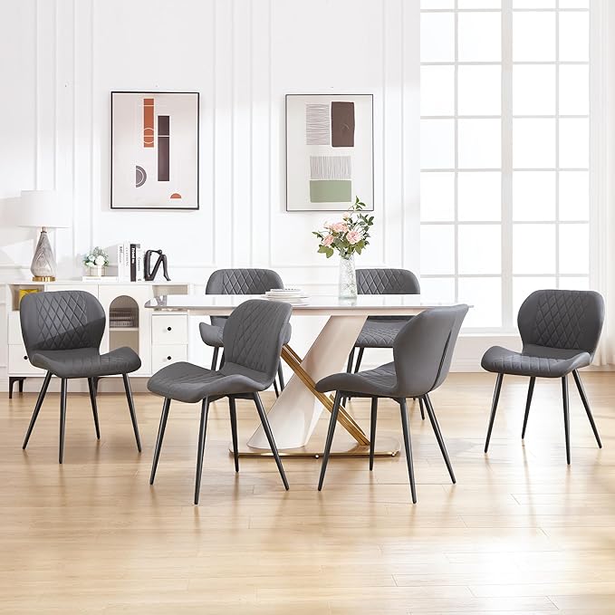 Dining Chairs Set of 6, Comfy Modern Dining Chairs with Thick Cushions, Uphol...