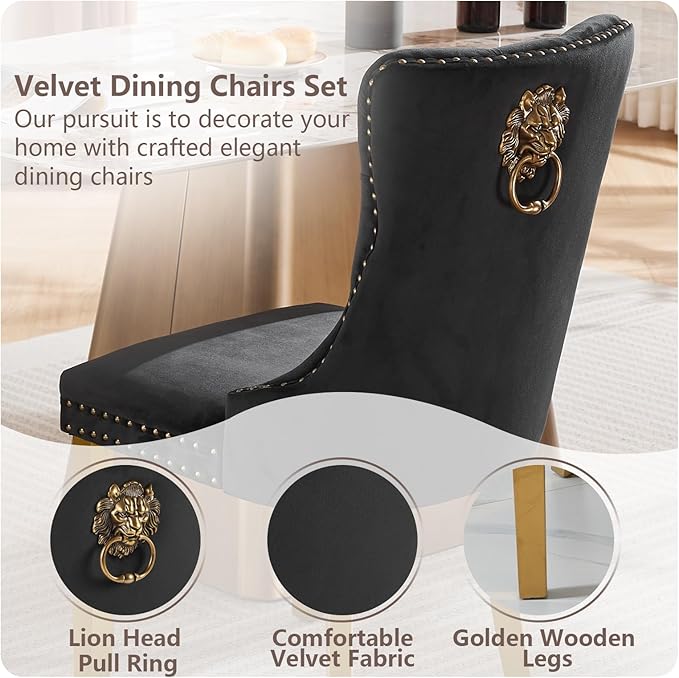 Velvet Dining Chairs Set of 6, Modern Tufted Dining Room Chair, Upholstered D...