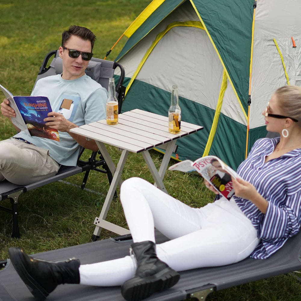 SUNNYFEEL Folding Camping Table - Lightweight Aluminum Portable Picnic Table ...