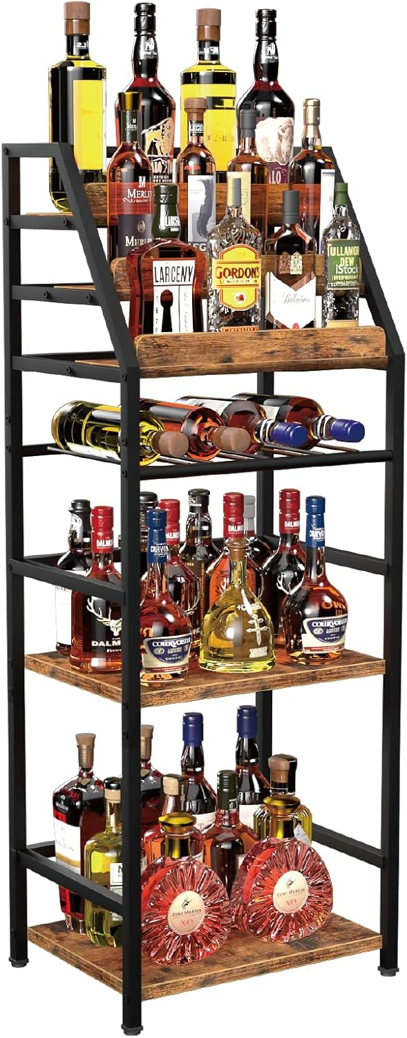 Trapezoid Liquor Wine Rack - Stepped Freestanding Design for Home - Fits Livi...