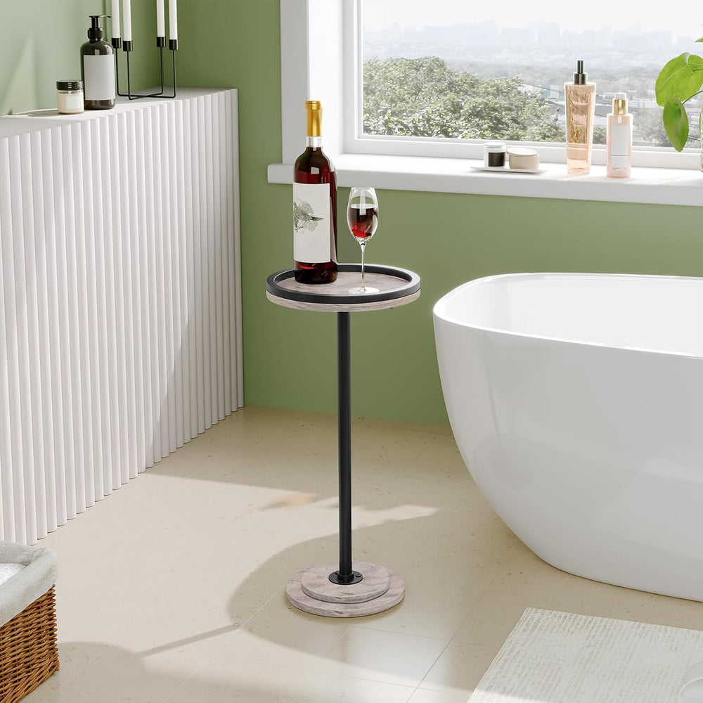 HOOBRO Small Round Side Table, Drink Table, Coffee Martini Table with Pedesta...