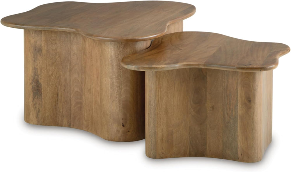 Signature Design by Ashley Solid Mango Wood Nesting Coffee Table Set of 2 | S...