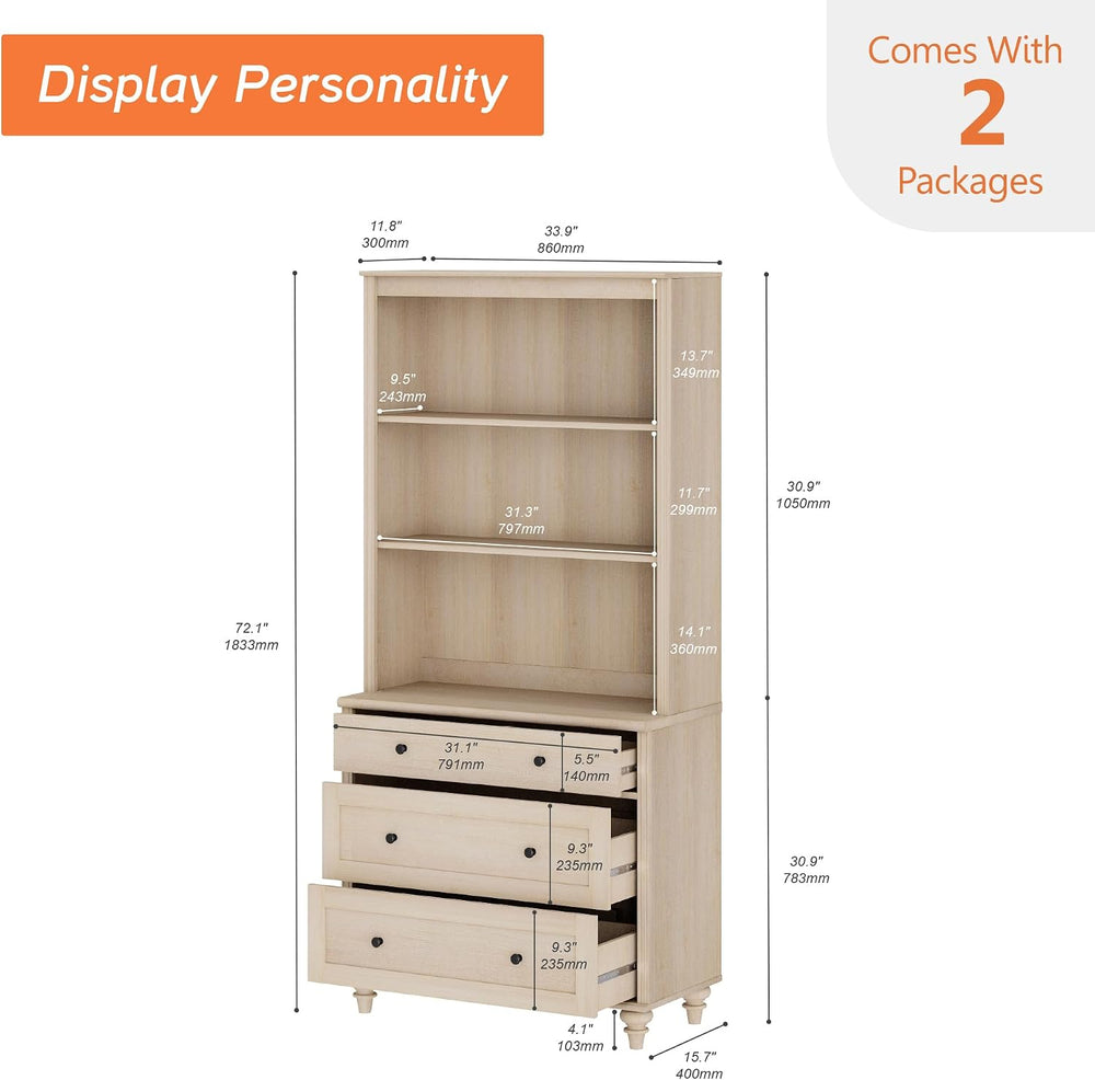 WAMPAT 72'' Tall Kitchen Pantry Cabinet with Storage, 34'' Wi...