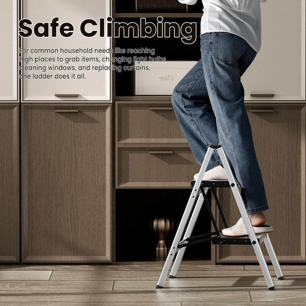 HillhutApex 2 Step Stool Foldable Ladder,Aluminum Step Ladder