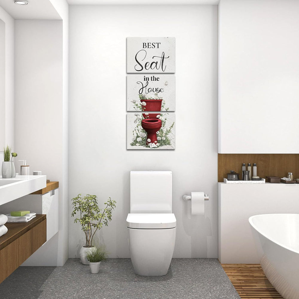 sechars Best Seat in the House Wall Art Funny Bathroom Signs Pictures Paintin...