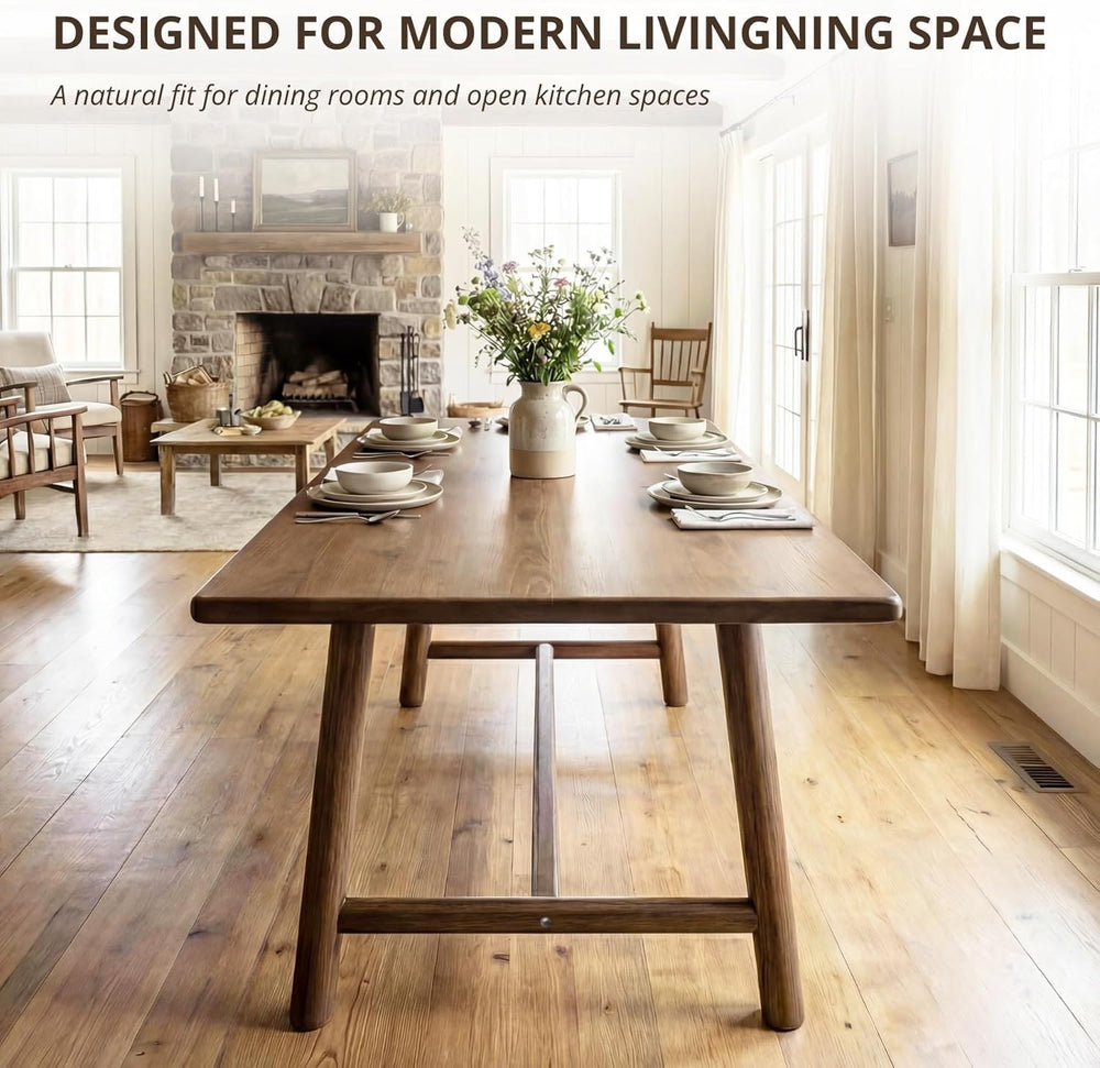 Ya-Home Walnut Dining Table, 69" Wood Kitchen Table with Solid Wood Legs...