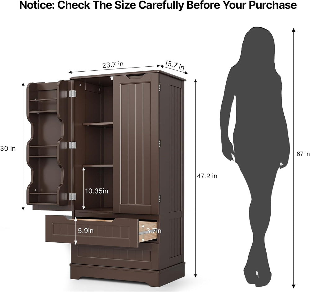 Gizoon 47'' Kitchen Pantry Cabinet with Drawers for Dining Room, Dark...