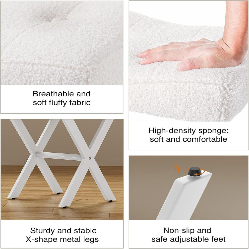 18-Inch Vanity Stool Chair, White Padded Saddle Makeup Stool