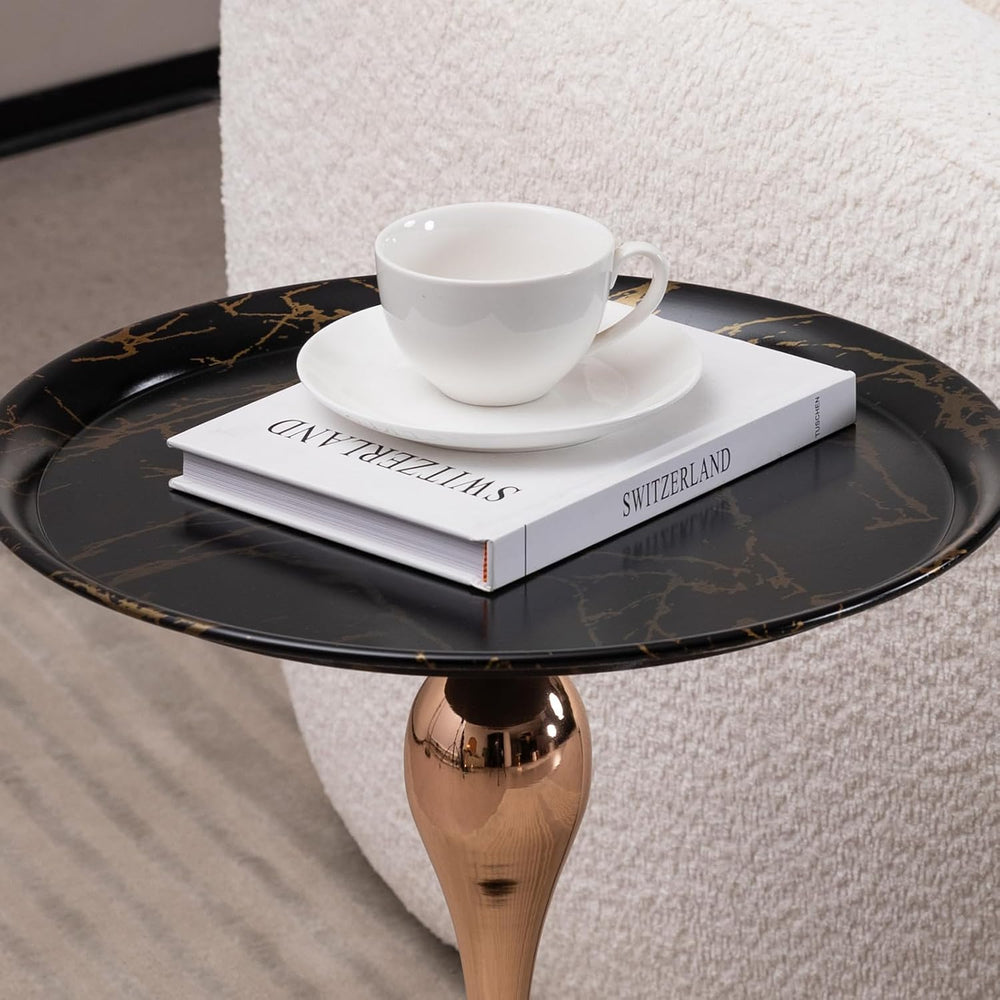Metal Side Table, Modern Round Side End Table Metal Pedestal Side Table Coffe...