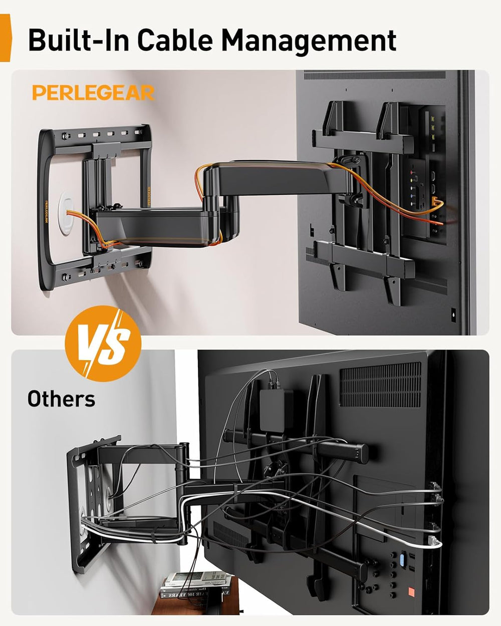 Perlegear Full Motion Sliding TV Wall Mount for 42-95 inch TVs up to 150 lbs ...