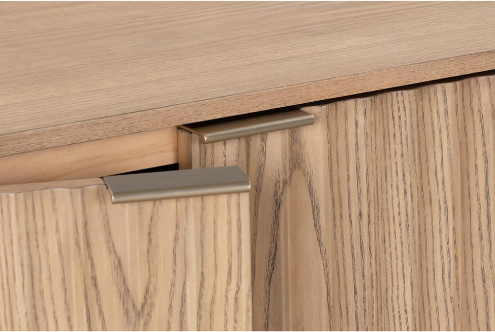 Modern Fluted Accent Credenza - Sideboard Buffet Cabinet with Doors & Adj...